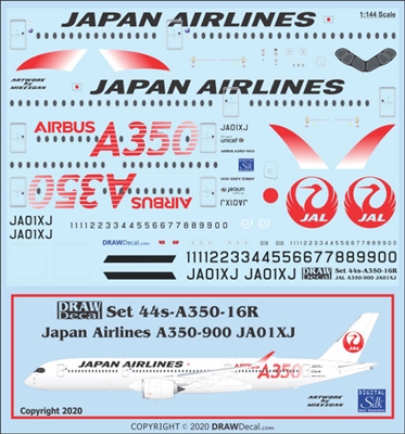 1:144 Japan Airlines Airbus A.350-900 (JA01XJ, red details)