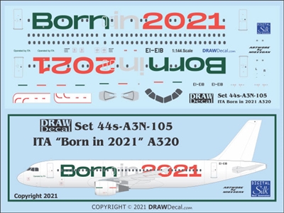 1:144 ITA (Italia Trasporto Aereo) 'Born in 2021' Airbus A.320