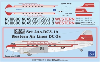 1:144 Western Airlines Douglas DC-3 (bare metal crown)
