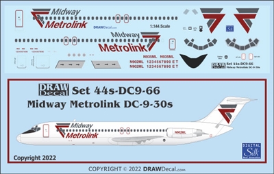 1:144 Midway Airlines Metrolink Douglas DC-9-30