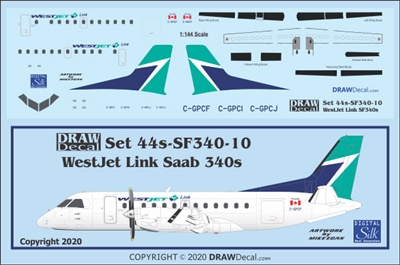 1:144 WestJet Air Link Saab 340B