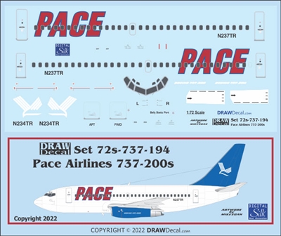 1:72 Pace Airlines Boeing 737-200