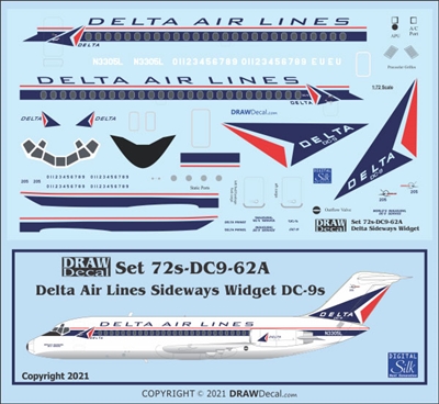 1:72 Delta Airlines (early sideways logo) Douglas DC-9-14