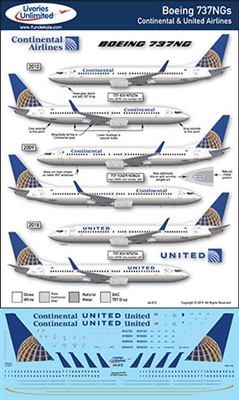 1:144 Continental Airlines & United Airlines Boeing 737NG (-700 / -800 / -900)