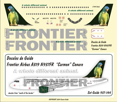 1:144 Frontier Airbus A.319 N937FR 'Carmen' the Conure