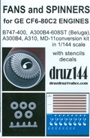 1:144 General Electric CF6-80C2 Engine Fans & Spinners (2, for A300B4, A300B-600ST (Beluga), A310 )