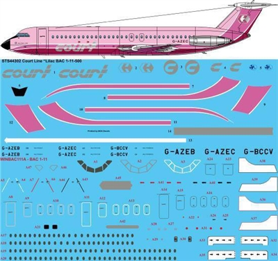 1:144 Court Line (lilac cs) BAC 1-11-500