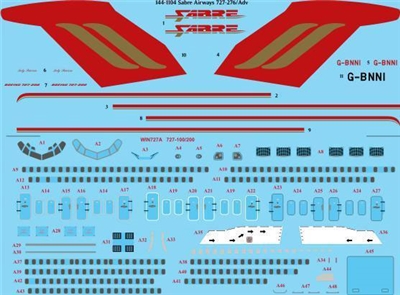 1:144 Sabre Airways Boeing 727-200