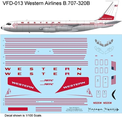1:100 Western Airlines Boeing 707-320B