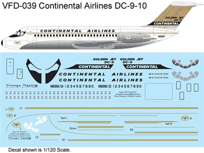 1:125 Continental Airlines 'Golden Jet' Douglas DC-9-10