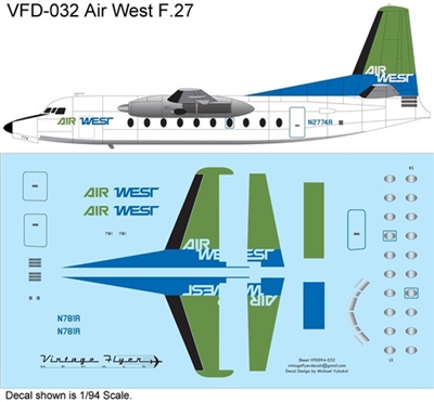 1:144 AirWest (green/blue cs) Fokker F.27