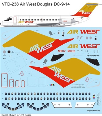 1:144 Air West (gold/red cs) Douglas DC-9-14