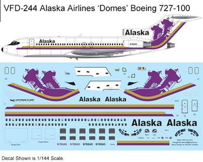 1:144 Alaska Airlines (purple 'Domes' cs) Boeing 727-100