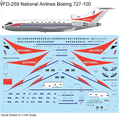 1:144 National Airlines  (delivery cs) Boeing 727-100 (Airfix kit)