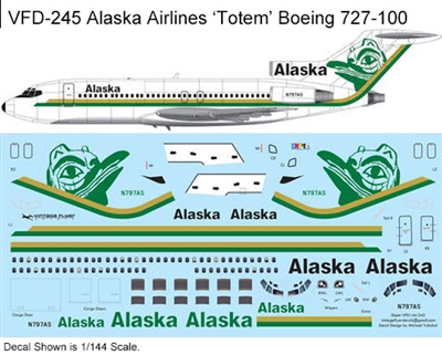 1:72 Alaska Airlines (green 'Totem' cs) Boeing 727-100