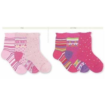 Jefferies Pick-a-Mix Crew Girls Socks - 3 Pair