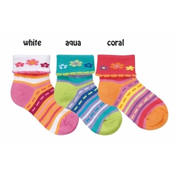 Jefferies Striped Turncuff Girls Socks - 1 Pair