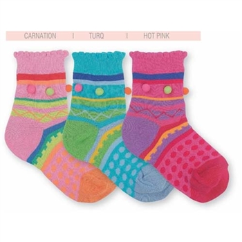 Jefferies Pom Stripe Girls Socks - 1 Pair