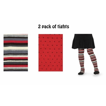 Jefferies Stripe/Pin Dot Girls Tights - 2 Tights