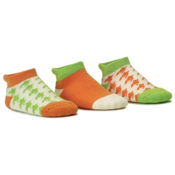 Blind Mice Houndstooth Orange/Cream/Lime Low Cut Baby Girls Socks - 3 Single Socks