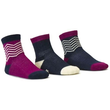 Blind Mice Herringbone Navy/Cream/Purple Crew Baby Boys and Girls Socks - 3 Single Socks