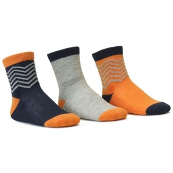 Blind Mice Herringbone Orange/Heather/Navy Crew Baby Boys Socks - 3 Single Socks