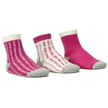 Blind Mice Dots Magenta/Heather/Cream Crew Baby Girls Socks - 3 Single Socks