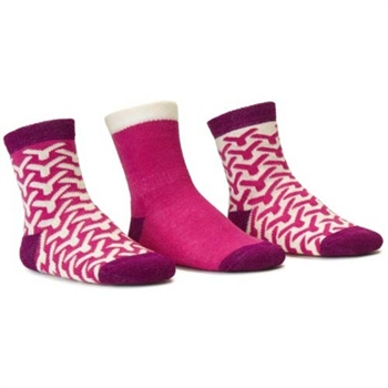 Blind Mice Wick Magenta/Cream/Purple Crew Baby Girls Socks - 3 Single Socks