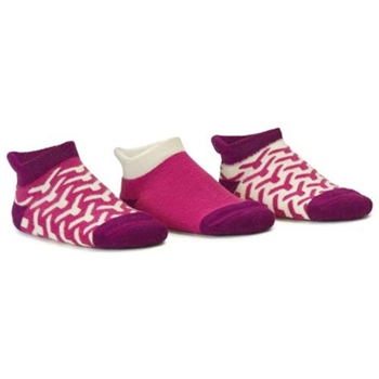 Blind Mice Wick Magenta/Cream/Purple Low Cut Baby Girls Socks - 3 Single Socks