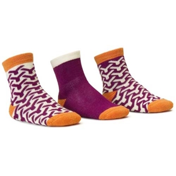 Blind Mice Wick Orange/Cream/Purple Crew Baby Girls Socks - 3 Single Socks