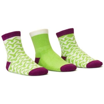 Blind Mice Wick Purple/Cream/Lime Crew Baby Girls Socks - 3 Single Socks
