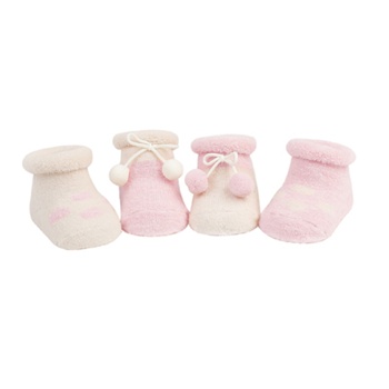 Sweet Feet 200 Wooly Pom Pink Girls Socks - 4 Booties