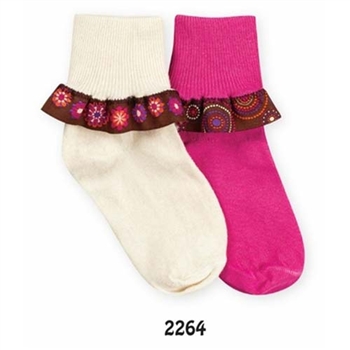 Jefferies Retro Ribbon Girls Socks - 1 Pair