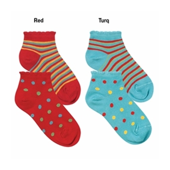 Jefferies Polka Dot and Stripe Girls Socks - 1 Pair