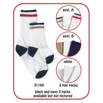 Jefferies Seamless Casual Crew Boys and Girls Socks - 3 Pair