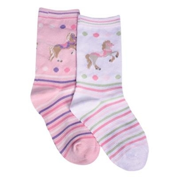 TicTacToe Carousel Horse Girls Socks - 3 Pair