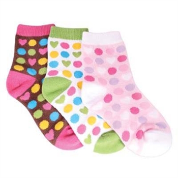 TicTacToe Dots of Love Girls Socks - 3 Pair