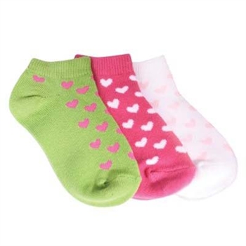 TicTacToe Tiny Hearts Girls Socks - 3 Pair