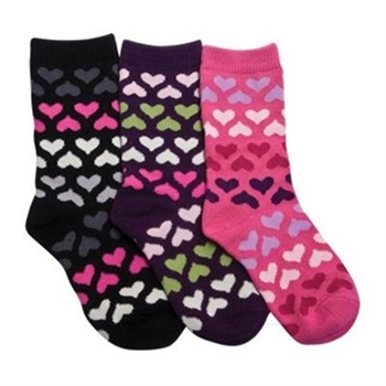 TicTacToe Heart Stripe Girls Socks - 3 Pair