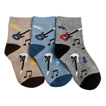 Tic Tac Toe Rock Band Quarter Boys Sock - 3 Pairs