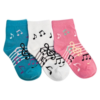 Tic Tac Toe Music Melody Quarter Girls Sock - 3 Pairs