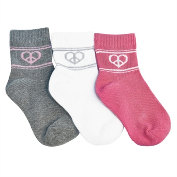 Tic Tac Toe Pretzel Heart Quarter Girls Sock - 3 Pairs