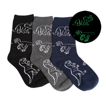 Tic Tac Toe Dino Stencils Glow in the Dark Boys Socks - 3 Pairs