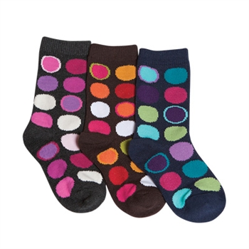 Tic Tac Toe Large Dots Girls Socks - 3 Pairs