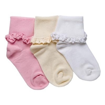 TicTacToe Cluny Lace with Handlinked Seamless Toe Girls Socks - 1 Pair