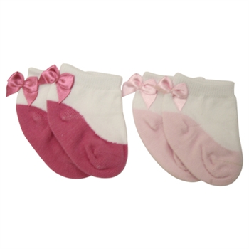 Jefferies Bows on Back Pink & Bubblegum Baby Socks - 2 Pair