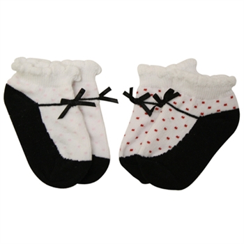 Jefferies Mary Jane Red Baby Socks with Dots - 2 Pair