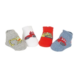 Sweet Feet 743 Trucking About Multi Baby Shoe Socks - 4 Pair