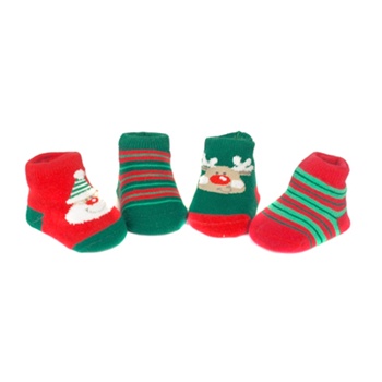 Sweet Feet 745 Jolly Holiday Multi Baby Shoe Socks - 4 Pair