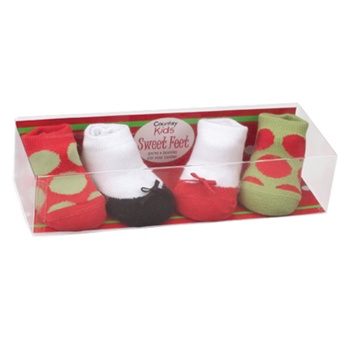 Sweet Feet 748 Holiday Multi Baby Shoe Socks - 4 Pair